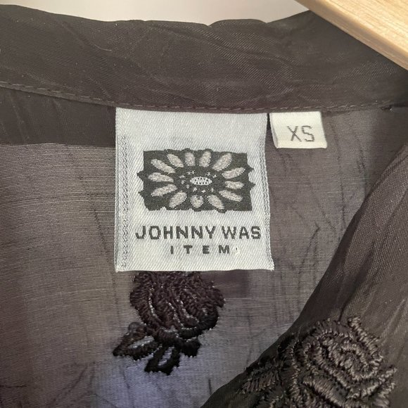 Johnny Was Semi Sheer Floral Embroidered Button Down Shirt. Size XS - Picture 2 of 8